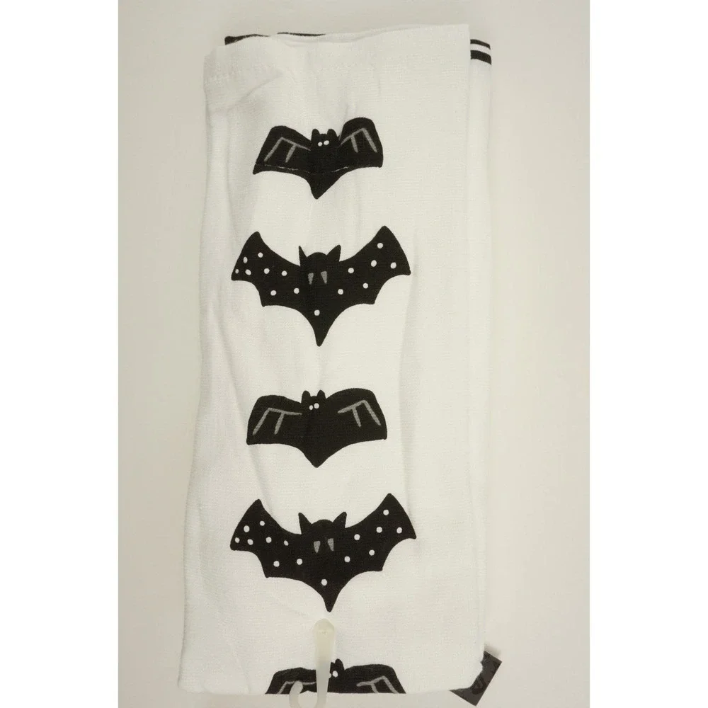 New Set of Two Come In For A Bite Halloween Kitchen Towels White‎ Vampire Bat
